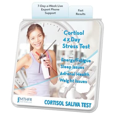 Cortisol Stress Test 4 X Day - Comes with Results Interpretation and Live Support by Phone 7 Days A Week - Fast Results - at Home Saliva Collection Kit. Fast Results.