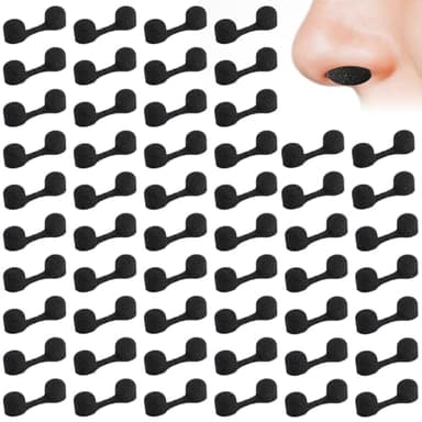 QFGasre 100 Pieces Nose Plug Filter Disposable Nose Dust Filters Bulk Sponge Nostril Filters for Spray Tanning Welding Dust Allergies Dust Construction Areas (Black)