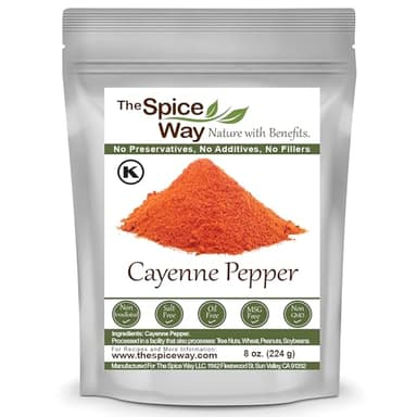 The Spice Way Red Pepper Premium Cayenne Ground - 8 oz - pure chile powder - Cayenne Powder, No GMO's, Kosher Certified