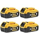 Bboattloir 8000 mAh Replacement for DeWalt 20V Max Battery- Compatible with DCB206 DCB200 DCB201 DCB207 DCB203 DCB205, Fits 20V Battery Lithium ion Tools & Original Chargers, 4-Pack