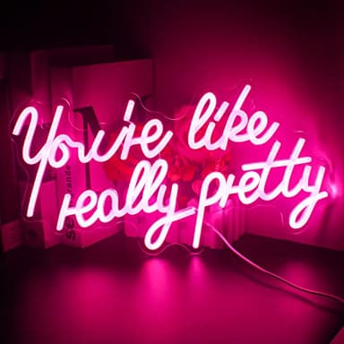 Lucunstar You're Like Really Pretty Neon Sign Led Sign Pink Led Neon Light for Wall Decor Neon Signs for Wall Decor Light Sign for Wedding Dimmable Switch USB with Neon Sign for Bedroom Home Decor
