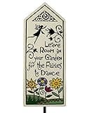 Ceramic Tile Garden Stake with 'Leave Room for Fairies to Dance' Quote, American Made White