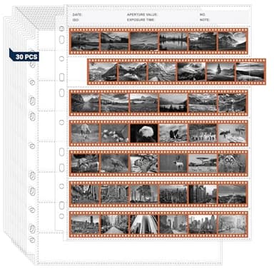ENPOINT 35mm Film Holder 135-7, Pack of 30 Acid Free Film Negative Sleeves, 35mm Negative Sleeves for Film Negative Storage, Up to 1260 Frames