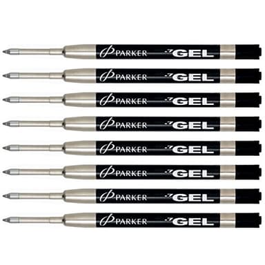 Parker Gel Rollerball Refill for Roller Ball Pens Medium Point Black Ink 8-Total refills