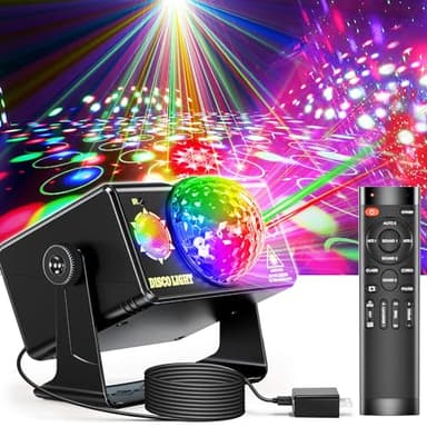 OIEZISRO Party Lights, DJ Disco Light Disco Ball Light Sound Activated Strobe Stage Lights for Parties Birthday Christmas Gift Wedding Karaoke Bar Club Pub Dance Home Living Room Halloween Decorations