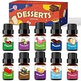 Holamay Dessert Fragrance Oils, Scented Oils Set of 10 Sweet Soap & Candle Making Scents - Creamy Vanilla, Apple Cinnamon, Cookies and More, Aromatherapy Diffuser Oil, Holiday Essential Oil Set