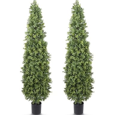 Yuwinron Artificial Boxwood Topiary Tree 4FT Fake Topiary Tree Faux Potted Topiary Plant for Porch Home Garden Decor 2Pack