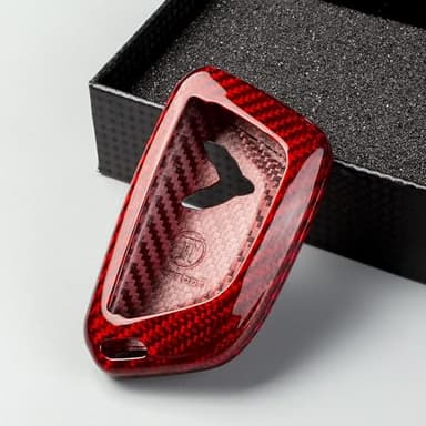 T-carbon Real Glass Fiber Key Fob Cover Compatible with Chevrolet Corvette C8 Key Fob Case Cover Compatible with C8 Corvette 2020 2021 2022 2023 2024 2025 2026 Keyless Entry Shell(Red)