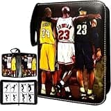 Basketball Card Binder, Trading Card Binder 4 Pocket with 50 Removable Sleeves Fits 400 Sport Cards, 3 Ring Card Holder Binder with Zipper, Collector Storage Album