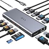 USB C Laptop Docking Station Dual Monitor HDMI for Dell/Lenovo/HP Laptop 14 in 1 USB C Hub Multiport Adapter Dongle Dock USB C to 2 HDMI 4K+DisplayPort+Ethernet+4USB+2USB C+100W PD Charger+SD/TF+Audio
