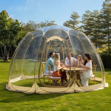 15x15FT Spacious Pop Up Bubble Tent,Screen Houses for 10-15 People, Outdoor Clear Dome with Rain Cover, Portable Garden Globe Igloo Tent for Camping, Parties, and Stargazing