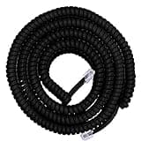 Power Gear Coiled Telephone Cord, 4 Feet Coiled, 25 Feet Uncoiled, Phone Cord works with All Corded Landline Phones, For Use in Home or Office, Black, 76139