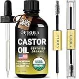 Organic Cold Pressed Castor Oil USDA Certified Eyelash and Hair Growth Serum, Hexane-Free, Conditions and Stimulates Growth for Lashes, Brows and Hair