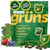 Gruns Sugar-Free Super Greens Gummies, Multivitamin Superfood Gummy Bears with Spirulina, Chlorella, Prebiotics & Fiber for Digestive Health, Adaptogens Supplement, 20 Vitamins & Minerals, 10 Count