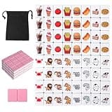 GRACIAS 2 Players Mahjong Block Set, Mahjong Tile Game with 66 Premium Pink Tiles(30mm) Animal and Food Pattern, Portable Mahjongg Set with A Carry Bag