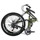 EUROBIKE Mountain Bike, TSMG4 21 Speed Bike, 26 Inches Wheels Adult Folding Bikes, Dual Suspension Folding Bicycle ArmyGreen