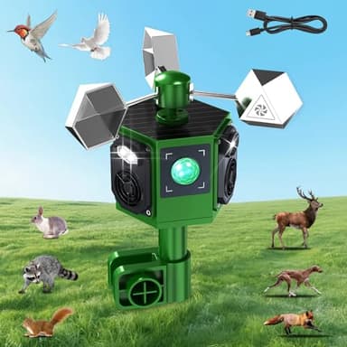 2026 New Solar Ultrasonic Bird Repeller Outdoor,Woodpecker Deterrent for House,Reflective Pigeon Bird Deterrents for Outside,Birds Scare Devices Garden Animal Repellent Outdoor with Flashing Lights