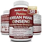 Nutrivein Premium Korean Red Panax Ginseng Supplement 1600 mg - 120 caps - Powerful Korean Red Ginseng for Vitality, Clarity, Performance, & Defenses