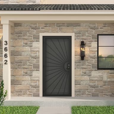 JUBEST 36 in. x 80 in. Security Door, Exterior Front Entry Door, Outswing Steel Security Door with Perforated Metal Screen, Powder Coated Black, Lock Not Include