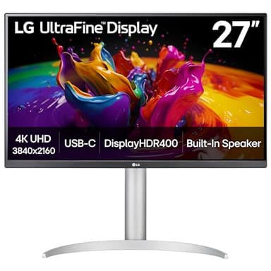 LG 27UP850K-W 27-inch Ultrafine 4K UHD (3840 x 2160) IPS Computer Monitor, 60Hz, 5ms, DisplayHDR 400, Built-in Speaker, HDMI, DisplayPort, USB Type-C 90W PD, Tilt/Height/Pivot Adjustable Stand, White