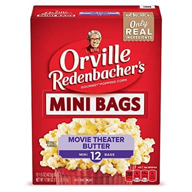 Orville Redenbacher’s Microwave Popcorn Mini Bags, Movie Theater Butter Flavor, 3g Fiber Per Serving, 1.5 oz., 12-Count