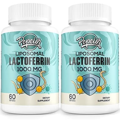 Pepeior Liposomal Bovine Lactoferrin 1000 mg - for Iron Absorption & Immune Function Lactoferrin Supplements for Adults, 60 Softgels (2 Bottle)