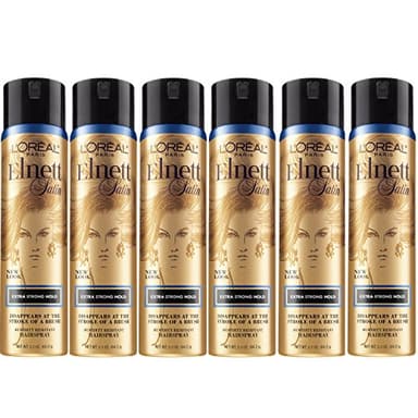 L'Oreal Paris Elnett Satin Extra Strong Hold Hairspray, Travel size, 2.2 Ounce (6 Count) (Packaging May Vary)