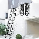 Wall-Mounted Folding Stairs, Folding Loft Staircase with Handrails,Telescoping Attic Ladder with Pull Down System, 12 Steps Attic Stairs, Home Indoor Outdoor Attic (Black, 12Steps)