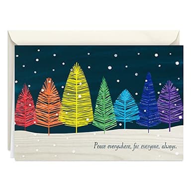 Hallmark Boxed Christmas, Rainbow Trees (16 Cards and 17 Envelopes)