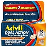 Advil Dual Action Back Pain Caplets Delivers 125mg Ibuprofen and 250mg Acetaminophen Per Dose for 8 Hours of Back Pain Relief - 144 Count