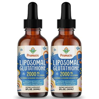 Prunucis 2000MG Liposomal Glutathione Liquid, 98% Absorption, Active Form L-Glutathione Supplement, Vegan Friendly, Powerful Antioxidant Complex for Immune System, Aging Defense, Detox, 4 FL.OZ