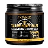 Beef Tallow for Skin, Beef Tallow for Face, Hydrating Tallow Balm with Raw Honey and Beeswax, Grass-Fed Beef Tallow & Raw Wild Honey Blend, Body & Face Moisturizer, Natural Formula, Light Scent