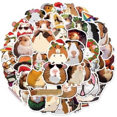 50pcs Guinea Pig Stickers Cute Cartoon Cavy Stickers for Kids Journals,Lovely Aesthetic Vinyl Decals for Teens Laptops Water Bottle Suitcase Skateboard Phone Pad(Cavy)