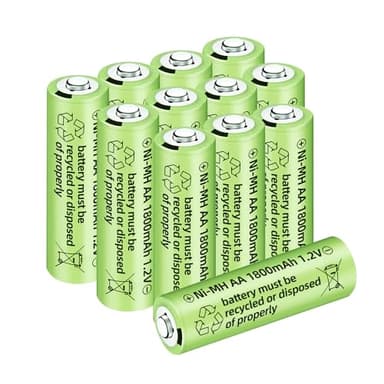 AMZZN 12PCS 1.2V 1800mAh Ni-MH AA Rechargeable Battery for Wireless Microphones, Electric Toys, Remote Mice, Calculators, Razors, Keyboards (12PCS Battery)