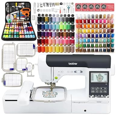 Brother SE2000 5" x 7" Combo Embroidery & Sewing Machine All-in-One Bundle with 5pc Hoop Set, Embroidery Threads, Sewing Threads & 200+ Accessories