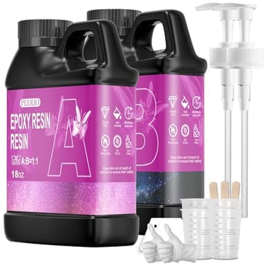 Puduo Epoxy Resin Kit 36OZ，Newly Formulated Crystal Clear Epoxy Resin，Strong, Bubble-Free, Anti-Yellowing Art Resin That，Suitable for DIY, Resin Art, Molds, Jewelry Making, Easy to Mix 1:1 Ratio