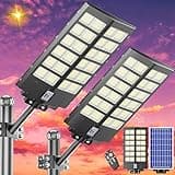 Vzyhik 5000W Solar Street Lights Outdoor,7000K 480000LM Outdoor LED Street Light Dusk to Dawn, LED Wide Angle Lamp with Motion Sensor and Remote Control, for Parking Lot, Yard, etc.2-Pack