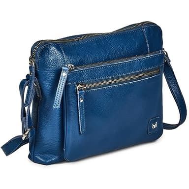 Leather Crossbody Bags for Women Small Soft Genuine Pebbled Sling Shoulder Handbag Crossover Purse with Full Adjustable Strap (Sapphire Blue Nappa)