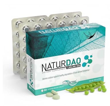 NATURDAO® DAO enzyme 1,000,000 HDU per tablet - DAO Enzyme Supplement - Histamine Block - Diamine Oxidase - Food Intolerance - 60 Extended Release Tablets