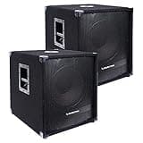 Sound Town Pair of 15" 1800W Powered Subwoofers with Class-D Amplifiers, 4" Voice Coils, High-Pass Filters (METIS-15PWG-PAIR)