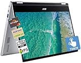 Acer 2023 Spin 514 2-in-1 Convertible Chromebook,AMD Ryzen 3 3250C (Up to 3.5GHz),14/'' FHD IPS Touchscreen,8GB RAM,128GB eMMC,WiFi,Backlit Keyboard,12+ Hours,Chrome OS +MarxsolCables,Silver