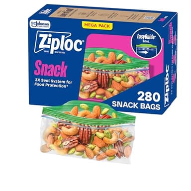 Ziploc Snack Bags, Easy Open and Close, Plastic Food Storage Bags, 280 Bags Total (Packaging May Vary)