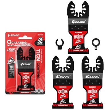EZARC Obsidian Carbide Oscillating Saw Blades, Multi Tool Blades Quick Release for Hard Metal, Nails, Bolts and Screws, 3-Pack