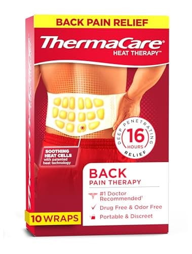 ThermaCare Advanced Back & Hip HeatWraps, Long-Lasting, Disposable Heat Therapy for Lower Back Pain, Muscle Soreness, & Herniated Discs, Drug-Free (L-XL, Pack of 10)
