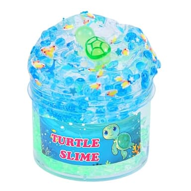 Clear Glitter Slime Kit with Little Turtle Toy for Girls Age 6-14,Crunchy Slime Supplies for Kids,Fun DIY Craft Gift for Birthdays Party Favors