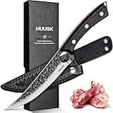 Huusk Viking Boning Knife 6 Inch, Japanese Full Tang Fillet for Meat Cutting, Brisket Trimming for BBQ, Camping, With Sheath - Ideal Gift