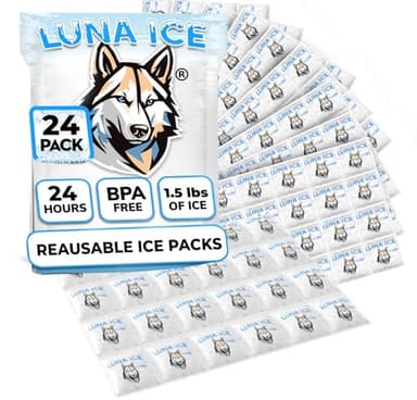 LUNA ICE Dry Ice Packs for Shipping Cubes - Long Lasting ice Packs - 24+ Hour Freeze Power - BPA Free - 24 Pack Bulk 1.5 lb – Hielo Seco - Reusable Gel Bricks for Food