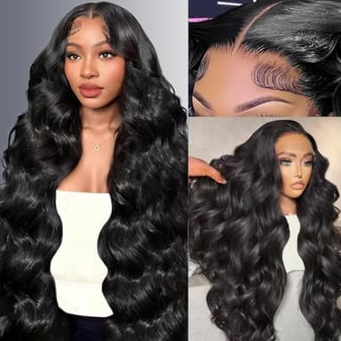 30 Inch 13x6 Lace Front Wigs Human Hair Pre Plucked 200% Density Body Wave HD Transparent Lace Frontal Wigs For Women Can Last 6-9 Months Tangle-Free Natural Color Glueless Wigs with Baby Hair