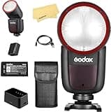 Godox V1 V1-N V1N USA Version Camera Flash for Nikon Camera Flash Speedlight Speedlite,76Ws 2.4G 1/8000 HSS,480 Full Power Shots,1.5s Recycle Time,2600mAh Li-ion Battery,10 Levels LED Modeling Lamp