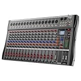 Professional DJ Audio Mixer,NEW BAXS 16 Channel DJ Bluetooth Controller Sound Mixer,USB Interface,16 XLR Mic/Line Input,AUX,FX Processor MP3 Player,+48V Phantom For Karaoke Studio Streaming Recording